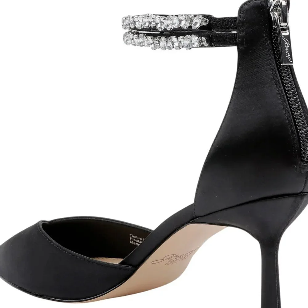 NEW Jewel Badgley Mischka Maya Pointy Toe Evening Pumps, Black, 7